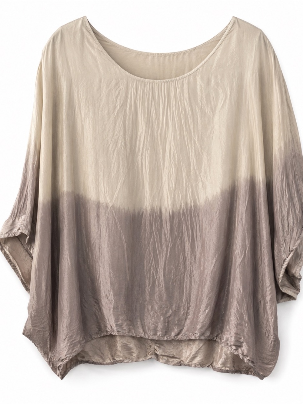 Women’s Silk Blend Ombre Dolman Blouse made in Italy Size Large Champagne Cream